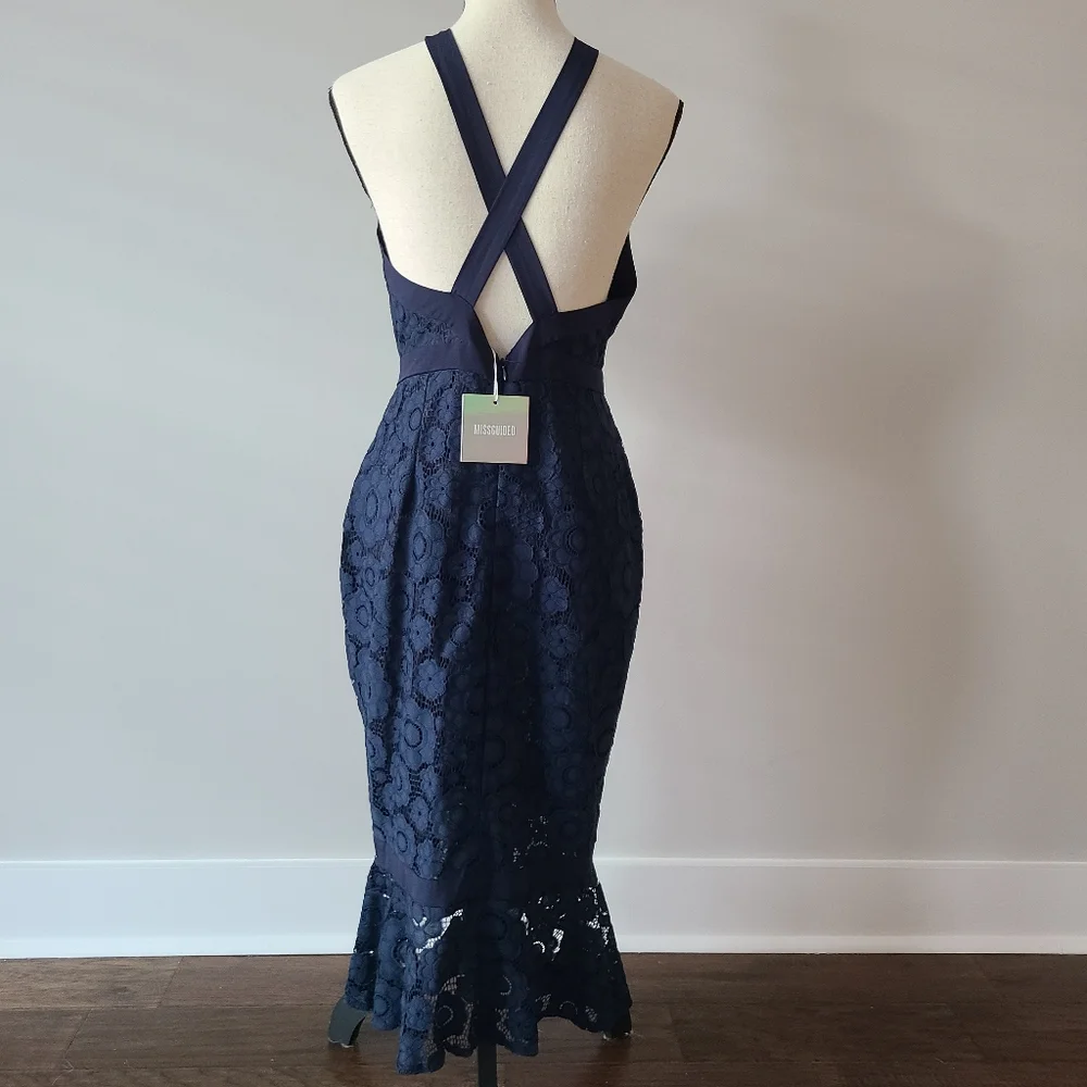 🍉 NWT Misguided Navy Lace Dress Size 8 - Picture 5 of 7